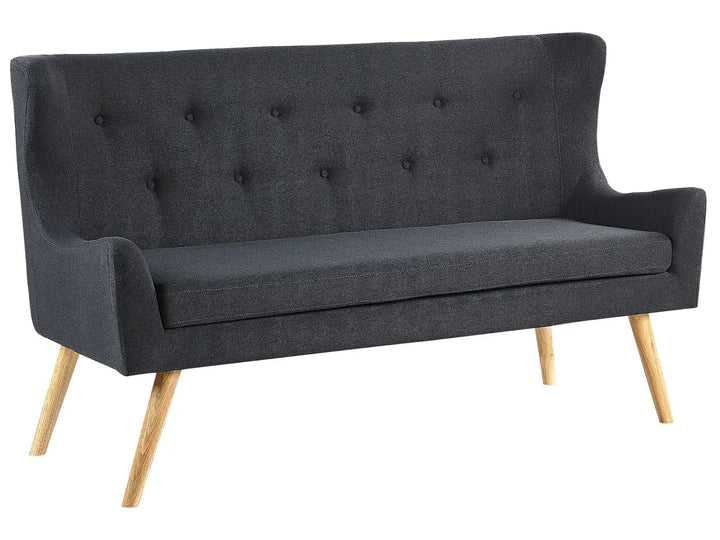 Upholstered Bench 2 Seater Fabric Black Denning