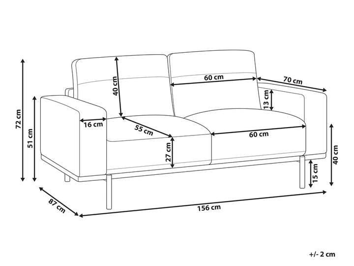 Sofa 2 Seater Faux Leather Black Jarrow