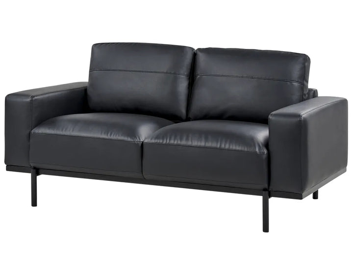 Sofa 2 Seater Faux Leather Black Jarrow