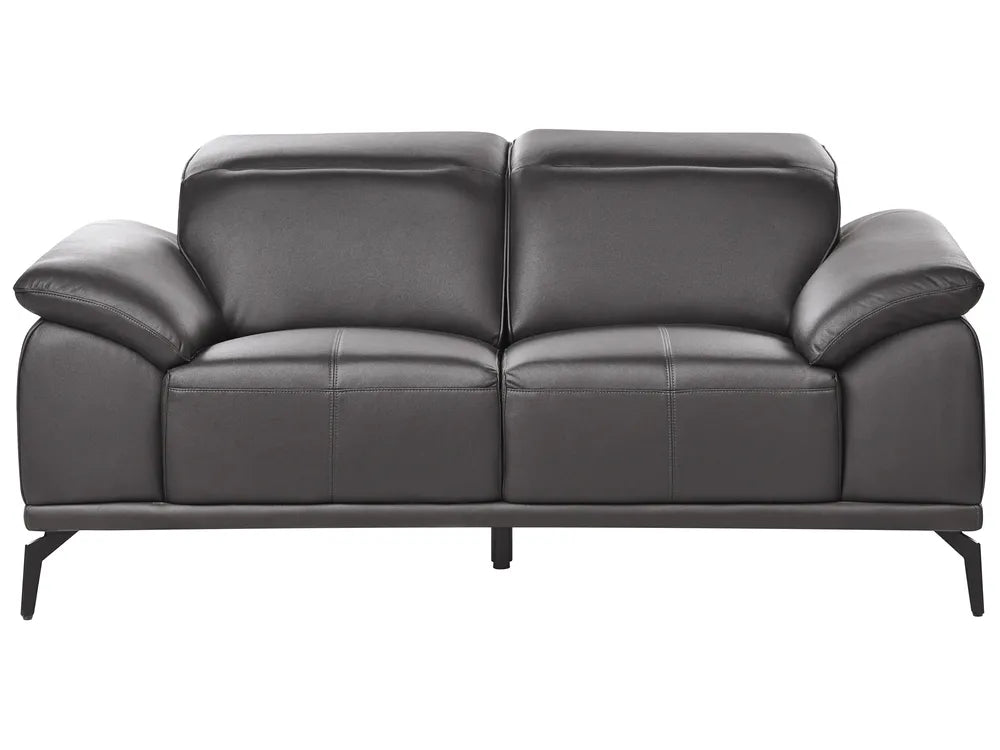Gray leather sofa on a white background