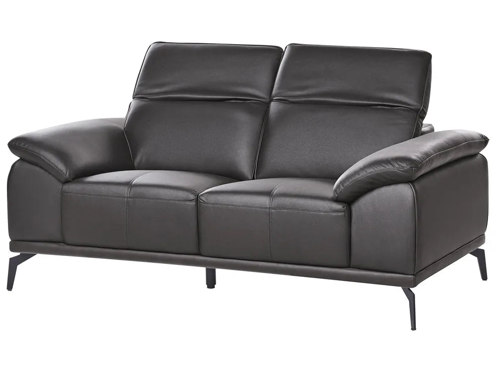 Sofa 2 Seater Faux Leather Black Jumal