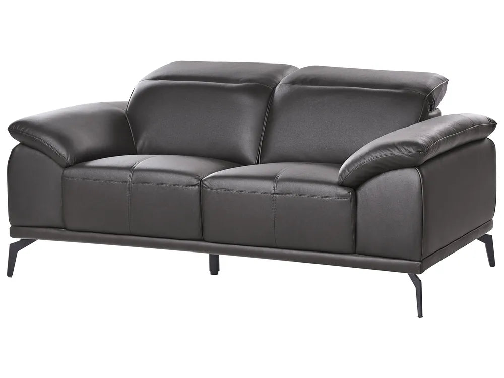 Black leather sofa on a white background