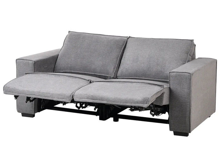Electric Recliner Sofa 2 Seater Fabric Grey Hanscom