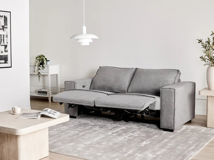 Electric Recliner Sofa 2 Seater Fabric Grey Hanscom
