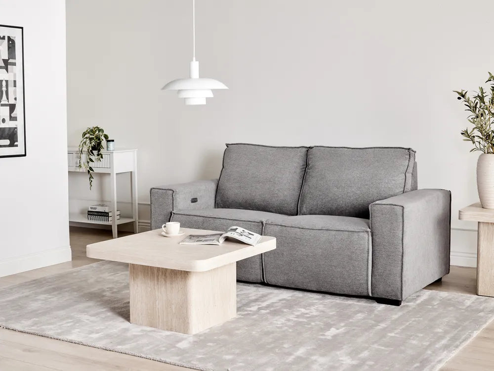 Electric Recliner Sofa 2 Seater Fabric Grey Hanscom