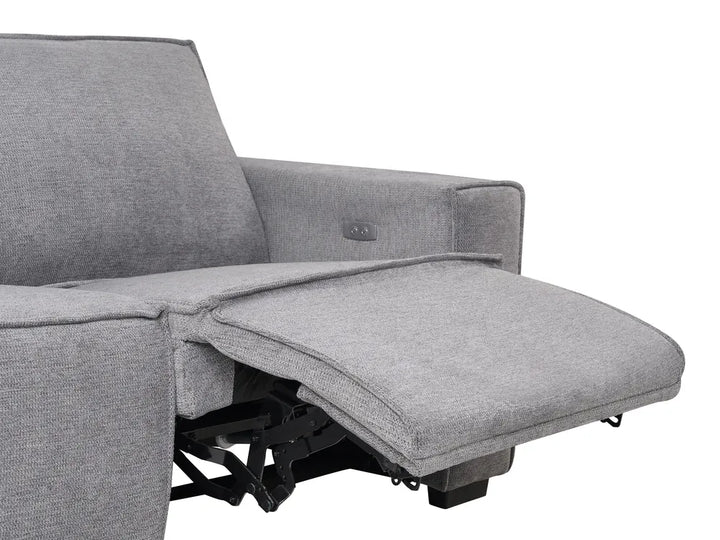Electric Recliner Sofa 2 Seater Fabric Grey Hanscom