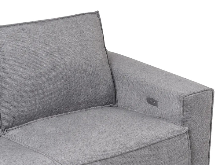 Electric Recliner Sofa 2 Seater Fabric Grey Hanscom