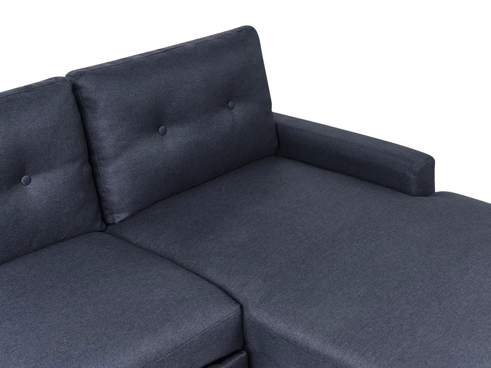 Corner Sofa Bed 4 Seater Fabric Navy Blue with Storage Left Hand Skiatook