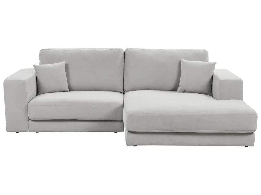 Light grey fabric corner sofa 3 seater left hand
