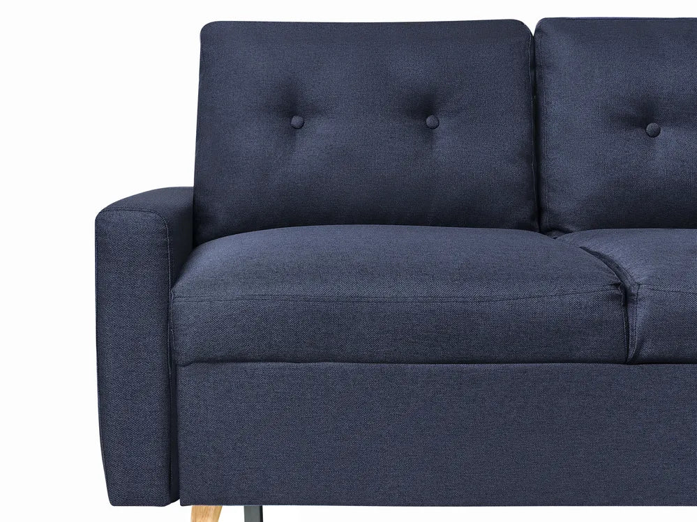 Corner Sofa Bed 4 Seater Fabric Navy Blue with Storage Left Hand Skiatook