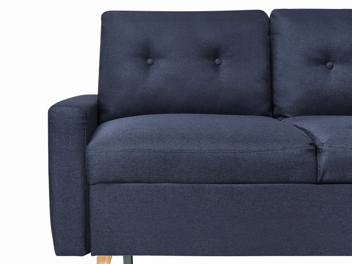 Corner Sofa Bed 4 Seater Fabric Navy Blue with Storage Left Hand Skiatook