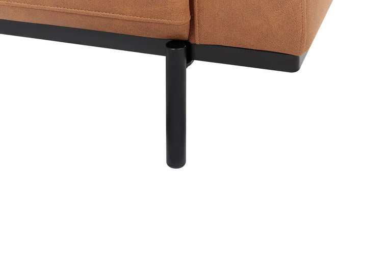 Sofa 2 Seater Faux Leather Brown Jarrow