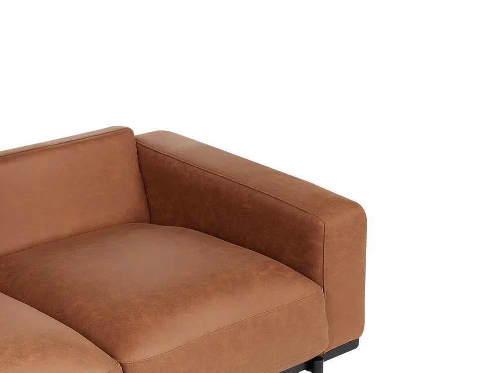 Sofa 2 Seater Faux Leather Brown Jarrow