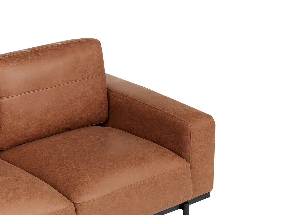 Sofa 2 Seater Faux Leather Brown Jarrow