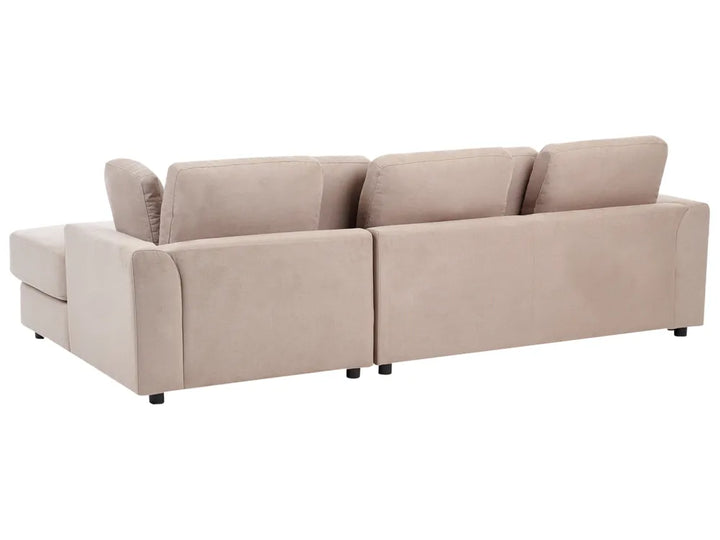 Corner Sofa 4 Seater Fabric Taupe with Ottoman Left Hand Olva