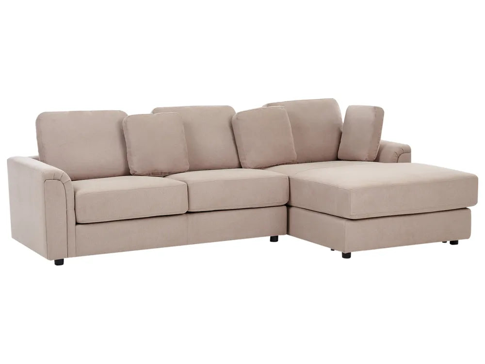 Corner Sofa 4 Seater Fabric Taupe with Ottoman Left Hand Olva