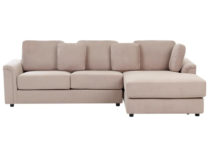 Corner Sofa 4 Seater Fabric Taupe with Ottoman Left Hand Olva