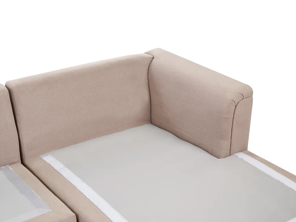 Corner Sofa 4 Seater Fabric Taupe with Ottoman Left Hand Olva