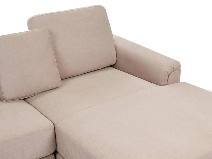 Corner Sofa 4 Seater Fabric Taupe with Ottoman Left Hand Olva