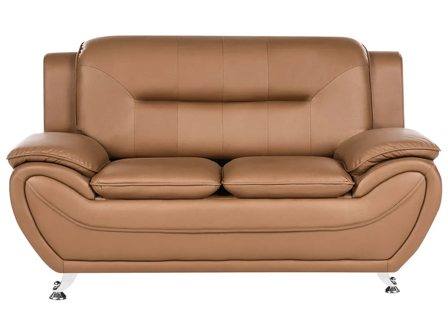 Brown leather sofa on a white background
