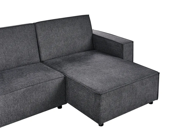 Corner Sofa Bed 3 Seater Fabric Graphite Grey Left Hand Loette