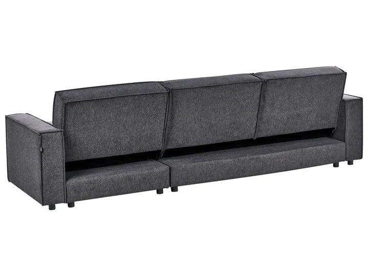 Corner Sofa Bed 3 Seater Fabric Graphite Grey Left Hand Loette