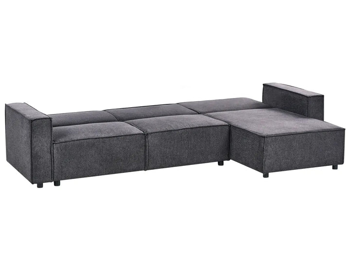 Corner Sofa Bed 3 Seater Fabric Graphite Grey Left Hand Loette