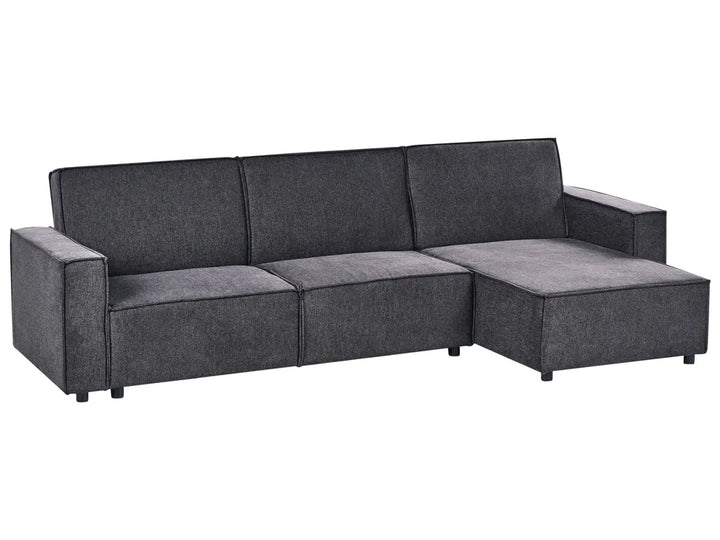 Corner Sofa Bed 3 Seater Fabric Graphite Grey Left Hand Loette