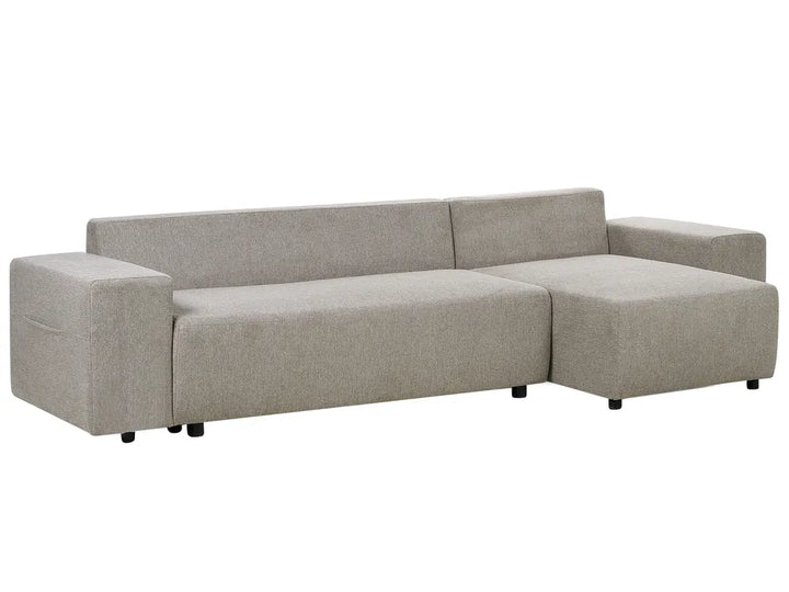 Corner Sofa Bed 3 Seater Fabric Taupe with Storage Left Hand Vardie