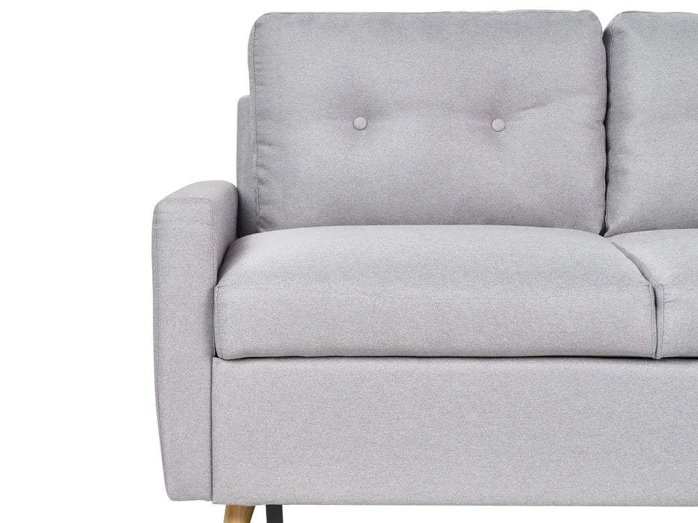 Corner Sofa Bed 4 Seater Fabric Light Grey with Storage Left Hand Skiatook