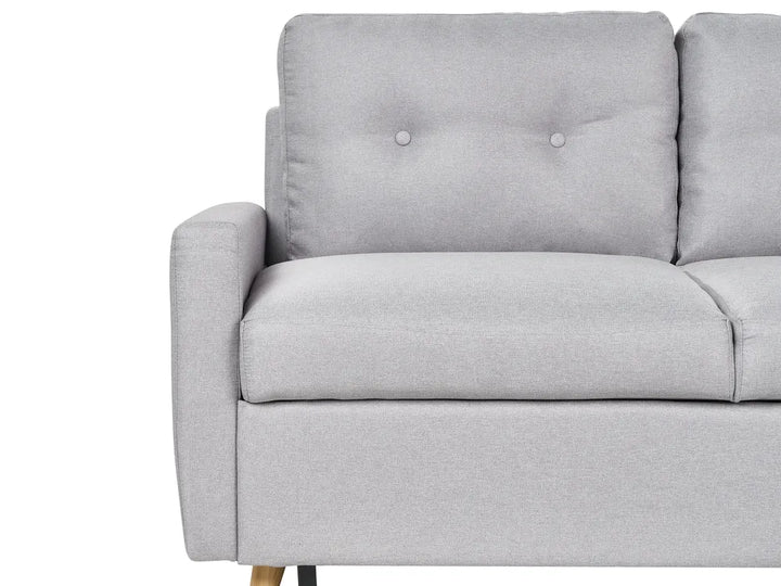 Corner Sofa Bed 4 Seater Fabric Light Grey with Storage Left Hand Skiatook