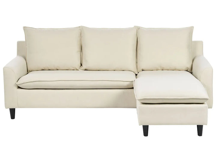 Light beige fabric corner sofa 3 seater left hand