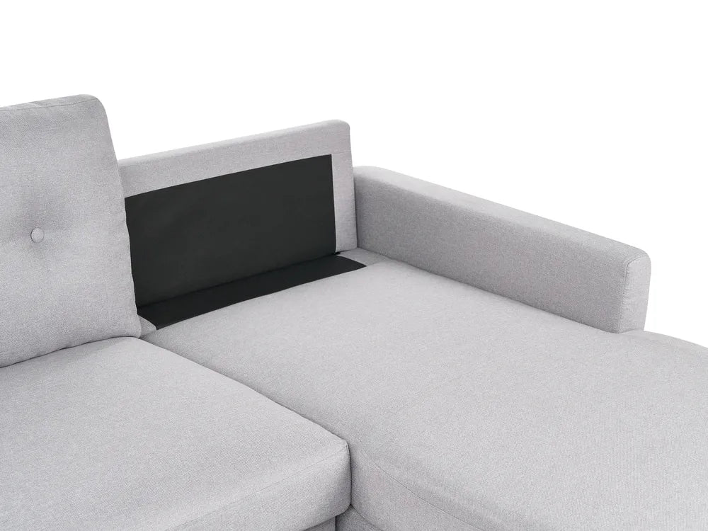 Corner Sofa Bed 4 Seater Fabric Light Grey with Storage Left Hand Skiatook