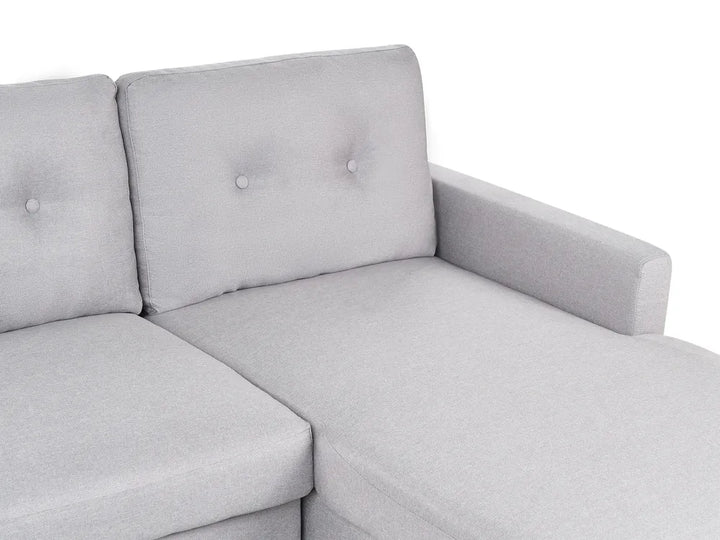 Corner Sofa Bed 4 Seater Fabric Light Grey with Storage Left Hand Skiatook