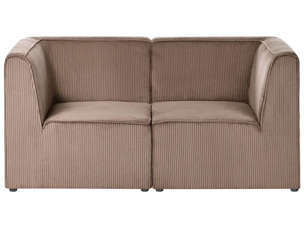 Brown ribbed sofa on a white background