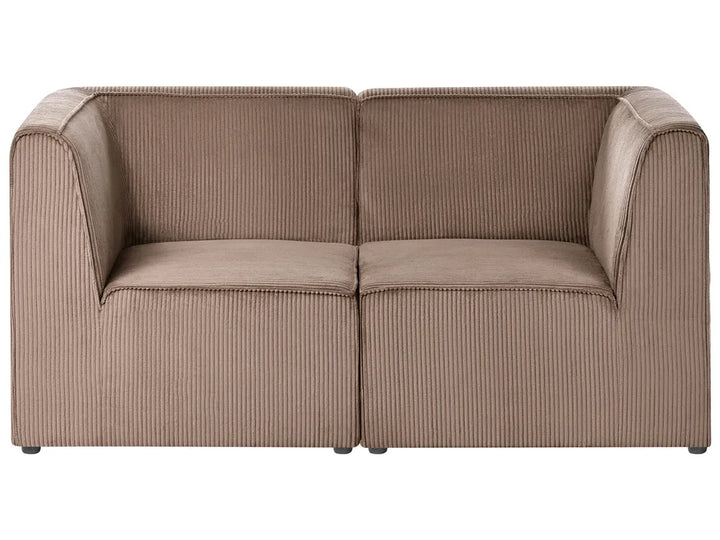 Brown ribbed sofa on a white background