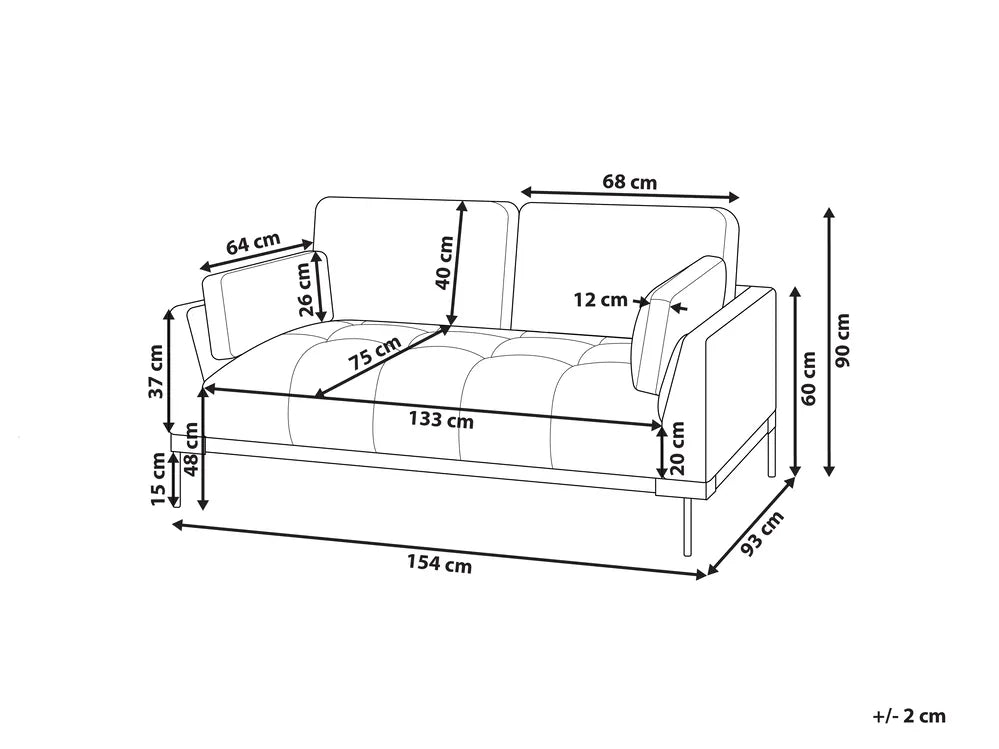 Sofa 2 Seater Fabric Light Beige Kiersten