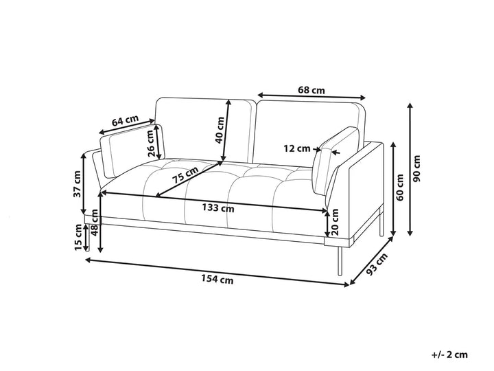 Sofa 2 Seater Fabric Light Beige Kiersten