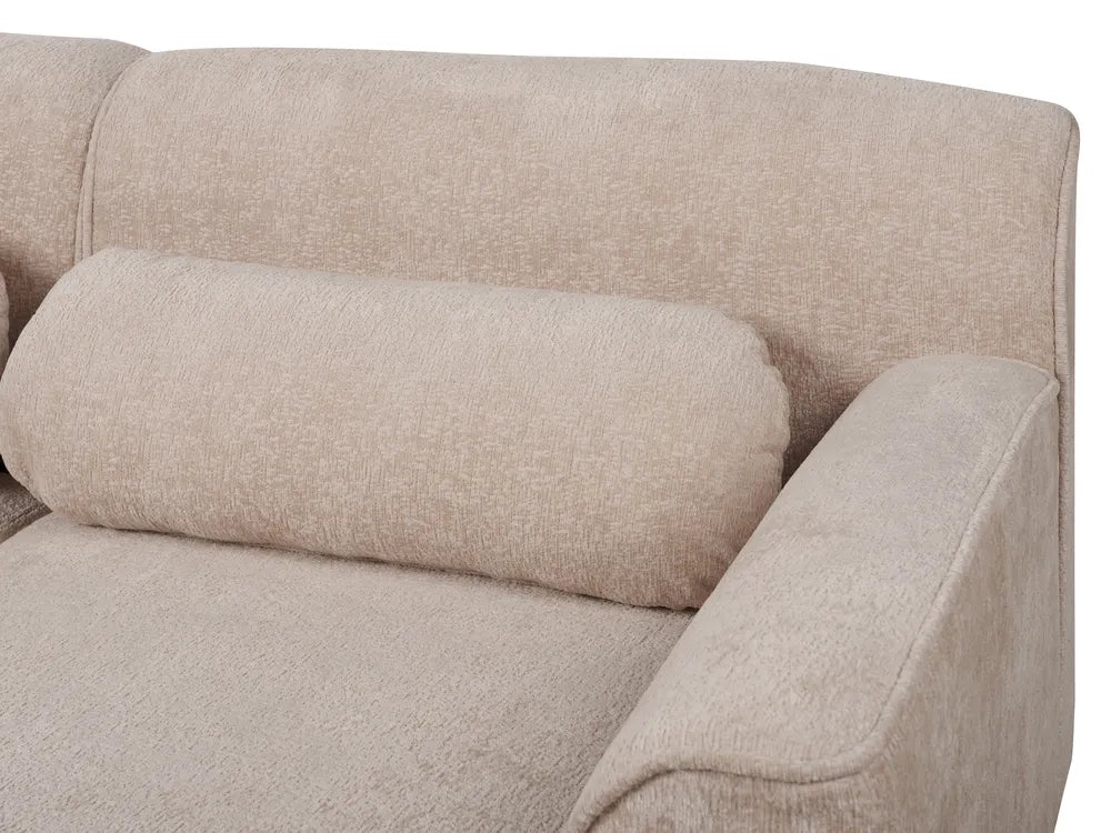 Corner Sofa 3 Seater Chenille Beige Left Hand Arvo