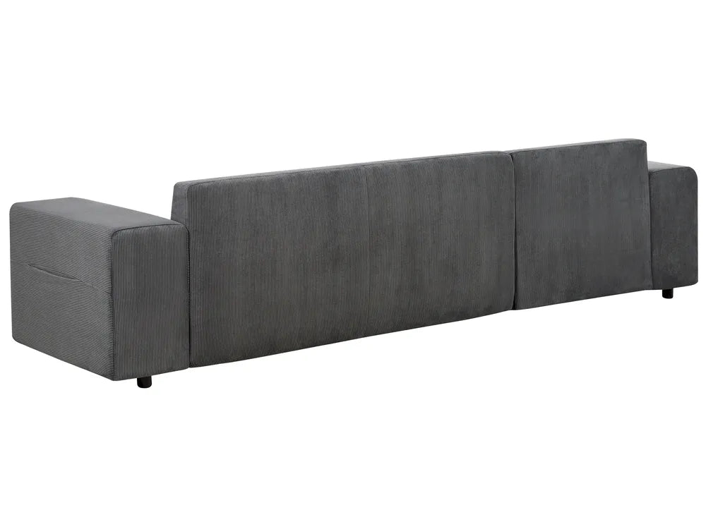 Corner Sofa Bed 3 Seater Corduroy Dark Grey with Storage Right Hand Deantrei