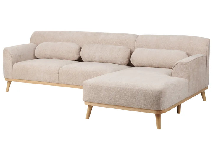 Corner Sofa 3 Seater Chenille Beige Left Hand Arvo