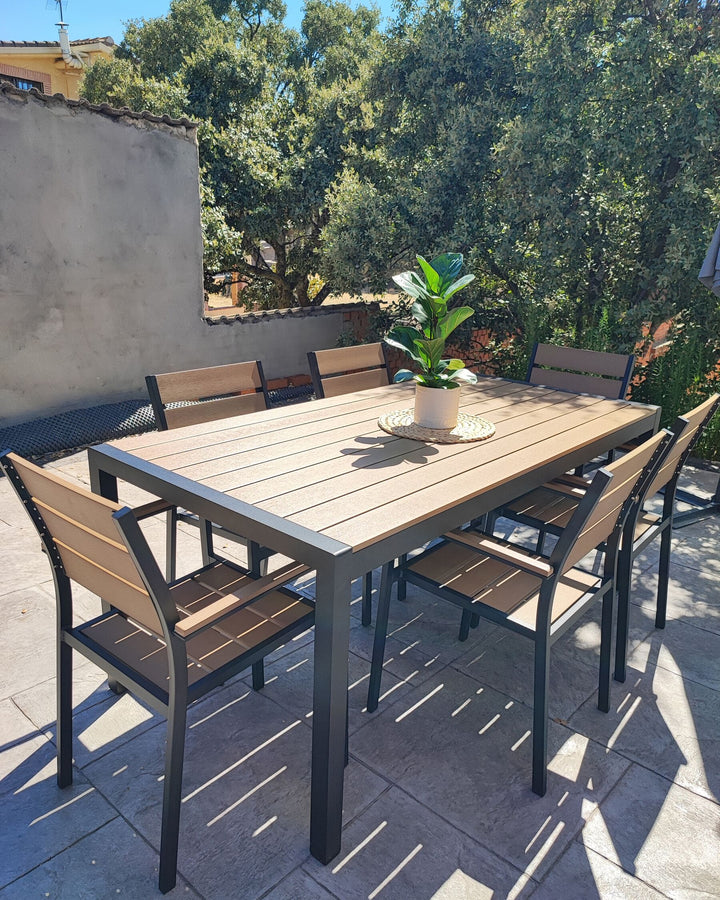 Vernio Garden Dining Table 180 cm 90 cm Metal Brown/ Black