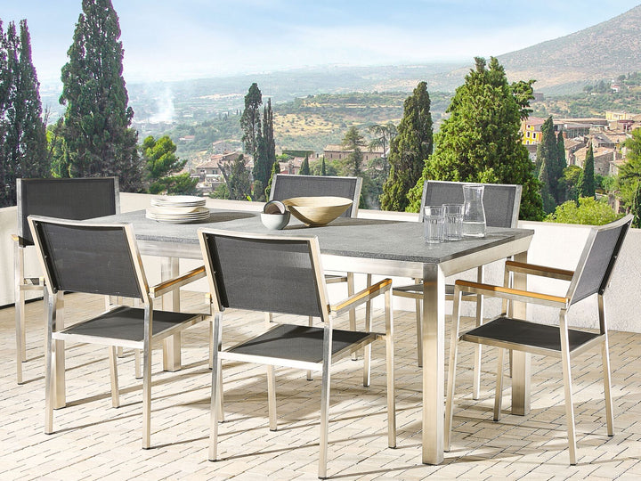 Grosseto Garden Dining Table 180 cm 90 cm Flamed Granite Graphite Grey