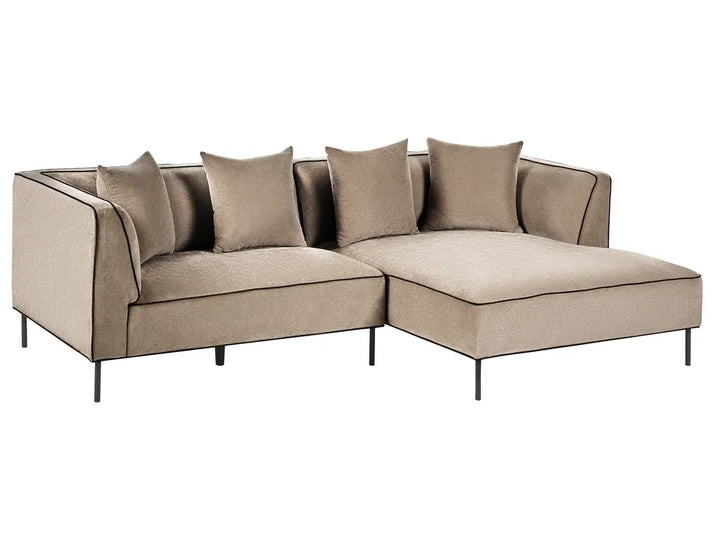 Corner Sofa 3 Seater Chenille Light Brown Left Hand Danva