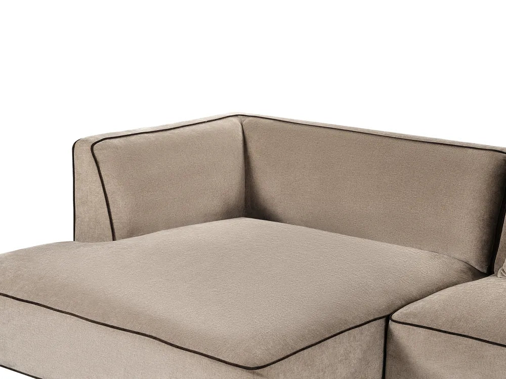 Corner Sofa 3 Seater Chenille Light Brown Left Hand Danva