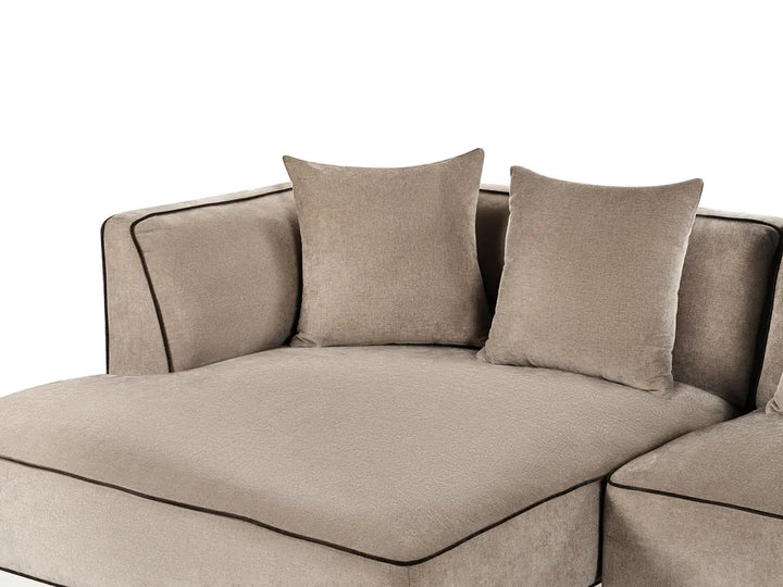 Corner Sofa 3 Seater Chenille Light Brown Left Hand Danva