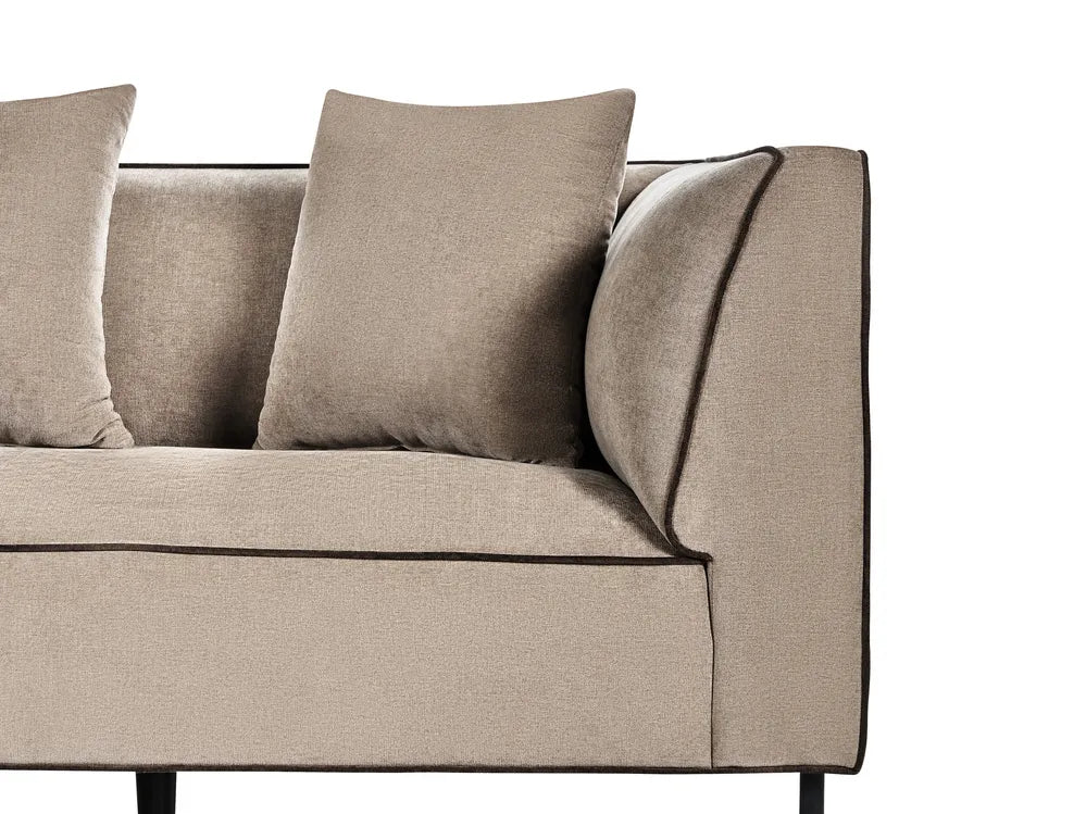 Corner Sofa 3 Seater Chenille Light Brown Left Hand Danva