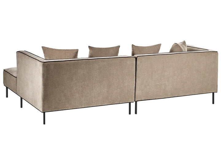 Corner Sofa 3 Seater Chenille Light Brown Left Hand Danva