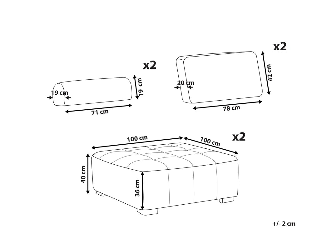 Modular Sofa 2 Seater Fabric Off-White Oxford