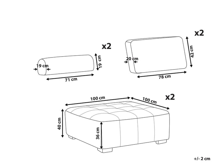 Modular Sofa 2 Seater Fabric Off-White Oxford